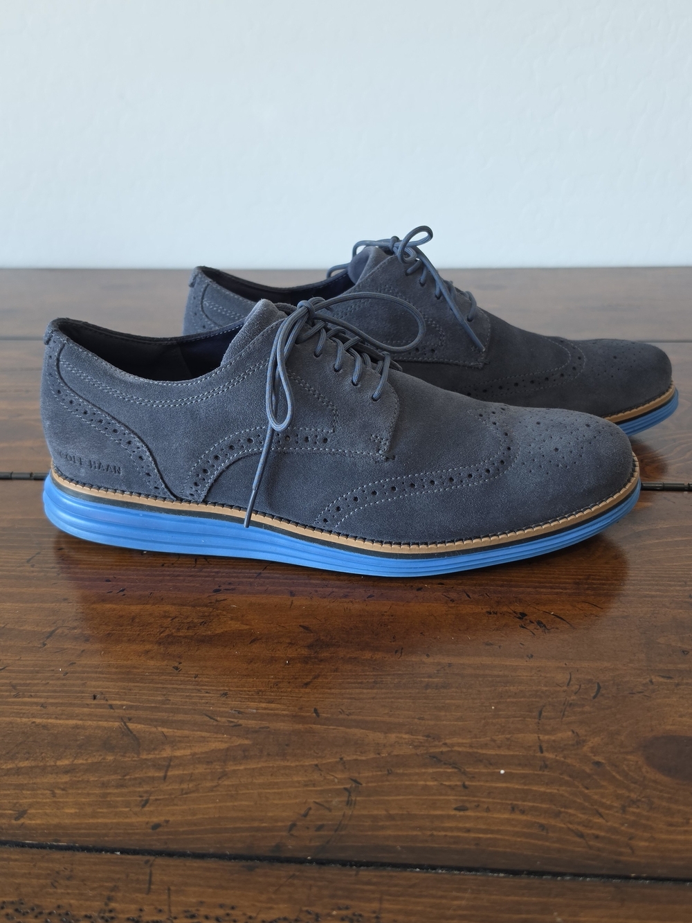 Cole Haan Men's OriginalGrand Blue Suede Wingtip Oxfords Size 11 NWT